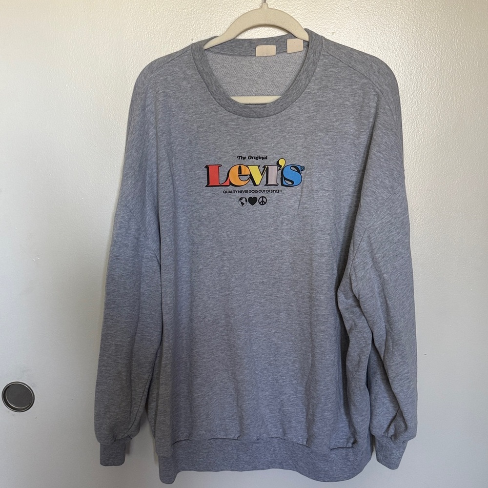 Levi's Oversize Heather Gray Sweatshirt with Multicolor Logo